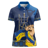 Personalized Ukraine Independence Day Women Polo Shirt Monument Nezalezhnosti