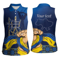 Personalized Ukraine Independence Day Women Sleeveless Polo Shirt Monument Nezalezhnosti