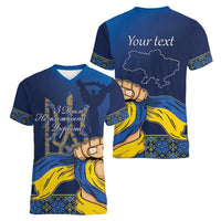 Personalized Ukraine Independence Day Women V-Neck T-Shirt Monument Nezalezhnosti