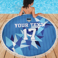 Custom Estonia Football Beach Blanket Retro Jersey Blue Version