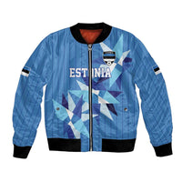 Custom Estonia Football Bomber Jacket Retro Jersey Blue Version