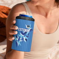 Custom Estonia Football 4 in 1 Can Cooler Tumbler Retro Jersey Blue Version