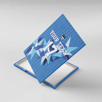 Custom Estonia Football Canvas Wall Art Retro Jersey Blue Version