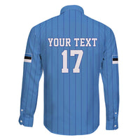 Custom Estonia Football Family Matching Puletasi and Hawaiian Shirt Retro Jersey Blue Version