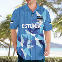 Custom Estonia Football Hawaiian Shirt Retro Jersey Blue Version