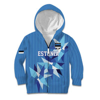 Custom Estonia Football Kid Hoodie Retro Jersey Blue Version