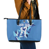 Custom Estonia Football Leather Tote Bag Retro Jersey Blue Version