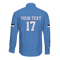 Custom Estonia Football Long Sleeve Button Shirt Retro Jersey Blue Version
