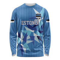 Custom Estonia Football Long Sleeve Shirt Retro Jersey Blue Version