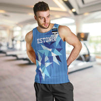 Custom Estonia Football Men Tank Top Retro Jersey Blue Version