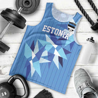 Custom Estonia Football Men Tank Top Retro Jersey Blue Version