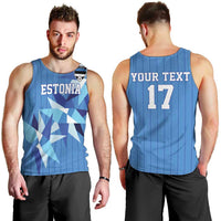 Custom Estonia Football Men Tank Top Retro Jersey Blue Version