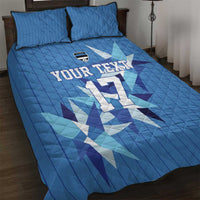Custom Estonia Football Quilt Bed Set Retro Jersey Blue Version