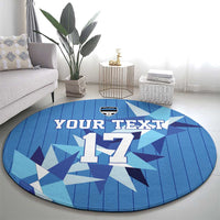 Custom Estonia Football Round Carpet Retro Jersey Blue Version
