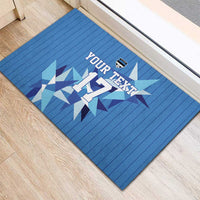 Custom Estonia Football Rubber Doormat Retro Jersey Blue Version