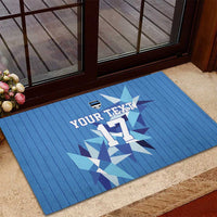 Custom Estonia Football Rubber Doormat Retro Jersey Blue Version