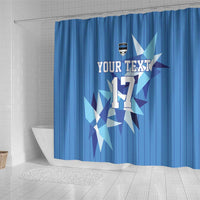 Custom Estonia Football Shower Curtain Retro Jersey Blue Version