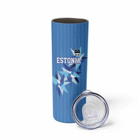 Custom Estonia Football Skinny Tumbler Retro Jersey Blue Version