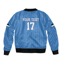 Custom Estonia Football Sleeve Zip Bomber Jacket Retro Jersey Blue Version