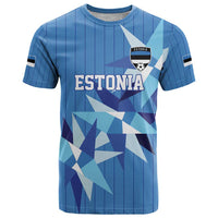 Custom Estonia Football T Shirt Retro Jersey Blue Version