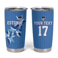 Custom Estonia Football Tumbler Cup Retro Jersey Blue Version