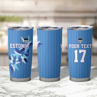 Custom Estonia Football Tumbler Cup Retro Jersey Blue Version
