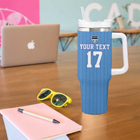 Custom Estonia Football Tumbler With Handle Retro Jersey Blue Version