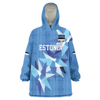 Custom Estonia Football Wearable Blanket Hoodie Retro Jersey Blue Version