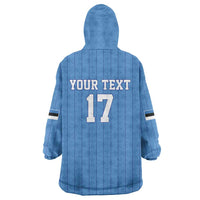 Custom Estonia Football Wearable Blanket Hoodie Retro Jersey Blue Version