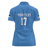 Custom Estonia Football Women Polo Shirt Retro Jersey Blue Version