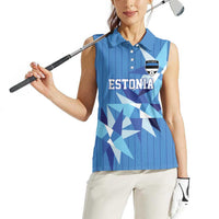 Custom Estonia Football Women Sleeveless Polo Shirt Retro Jersey Blue Version