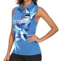 Custom Estonia Football Women Sleeveless Polo Shirt Retro Jersey Blue Version