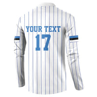 Custom Estonia Football Button Sweatshirt Retro Jersey White Version