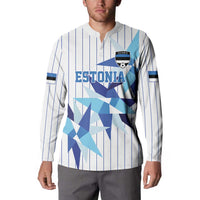 Custom Estonia Football Button Sweatshirt Retro Jersey White Version