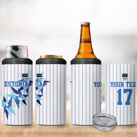 Custom Estonia Football 4 in 1 Can Cooler Tumbler Retro Jersey White Version