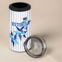 Custom Estonia Football 4 in 1 Can Cooler Tumbler Retro Jersey White Version
