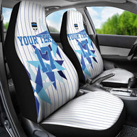 Custom Estonia Football Car Seat Cover Retro Jersey White Version