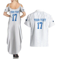 Custom Estonia Football Couples Matching Summer Maxi Dress and Hawaiian Shirt Retro Jersey White Version