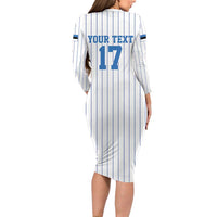 Custom Estonia Football Family Matching Long Sleeve Bodycon Dress and Hawaiian Shirt Retro Jersey White Version