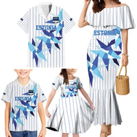 Custom Estonia Football Family Matching Mermaid Dress and Hawaiian Shirt Retro Jersey White Version