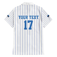 Custom Estonia Football Family Matching Off The Shoulder Long Sleeve Dress and Hawaiian Shirt Retro Jersey White Version