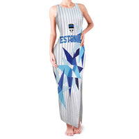 Custom Estonia Football Family Matching Tank Maxi Dress and Hawaiian Shirt Retro Jersey White Version