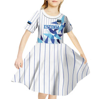 Custom Estonia Football Kid Short Sleeve Dress Retro Jersey White Version