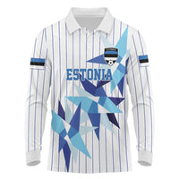 Custom Estonia Football Long Sleeve Polo Shirt Retro Jersey White Version