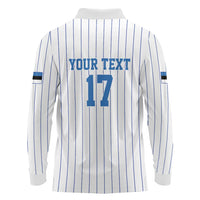 Custom Estonia Football Long Sleeve Polo Shirt Retro Jersey White Version