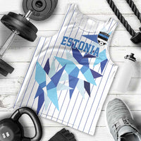Custom Estonia Football Men Tank Top Retro Jersey White Version