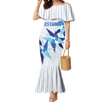 Custom Estonia Football Mermaid Dress Retro Jersey White Version