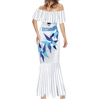 Custom Estonia Football Mermaid Dress Retro Jersey White Version