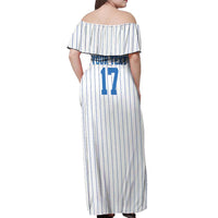 Custom Estonia Football Off Shoulder Maxi Dress Retro Jersey White Version