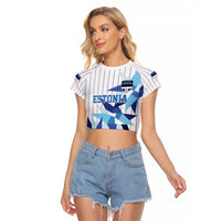 Custom Estonia Football Raglan Cropped T Shirt Retro Jersey White Version
